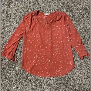 Fun2Fun Red and White Patterned Blouse Size Small